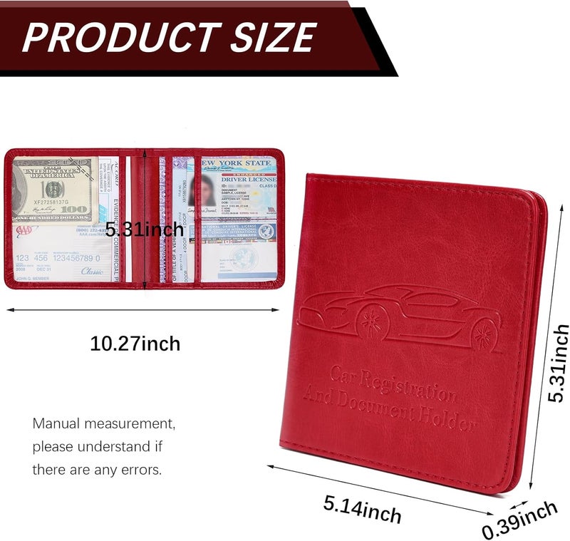 Peisicne Registration and Insurance Card Holder, Vehicle Glove Box Car Organizer with Magnetic Closure, Interior Car Accessories for Documents, Cards, License Storage, 1-Pack Red - Image 5